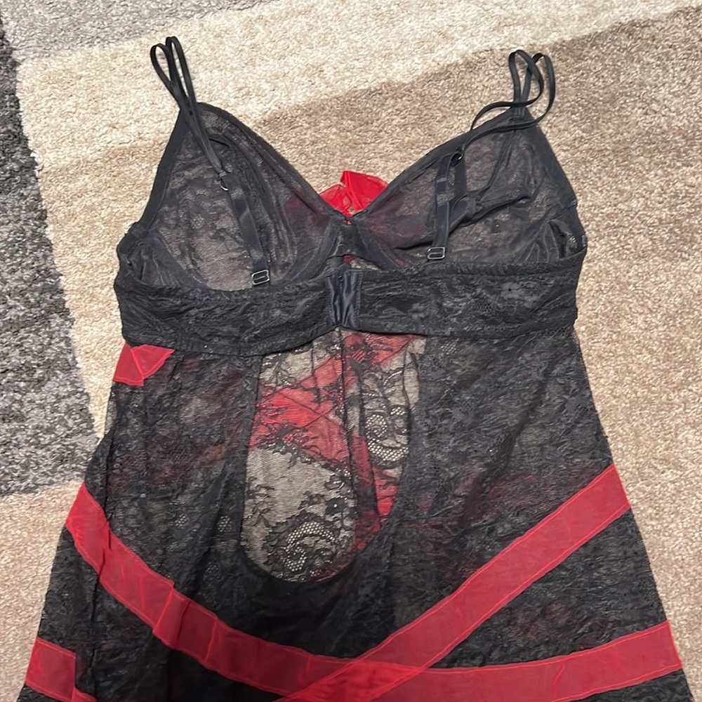 Cacique chemise, black with “ribbon/bow,” size 12 (or 14/16, see photos) EUC! - Picture 8 of 8